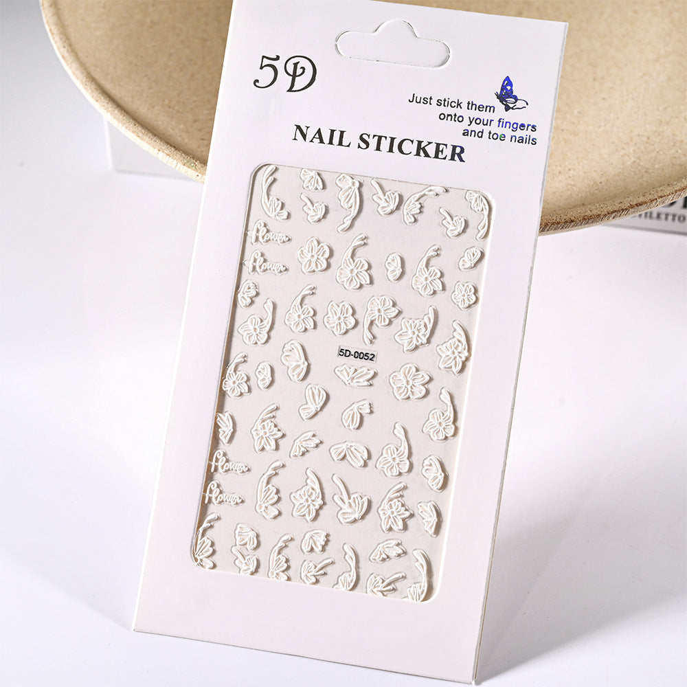 Embossed Tulip Paper Card Packaging Manicures Nail Stickers