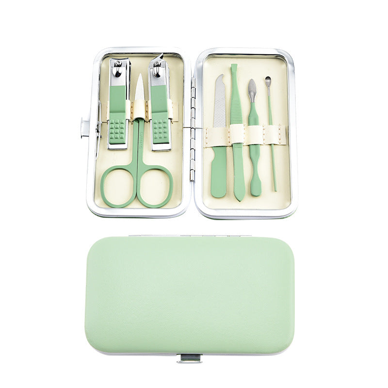 Stainless Steel Clippers Suit Green Manicure Nail Tool Set