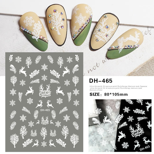 Autocollants pour ongles chaussettes de Noël Elk Husband White Snow