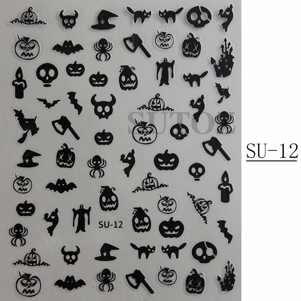 Popular Spider Web Witch Little Black Nail Stickers