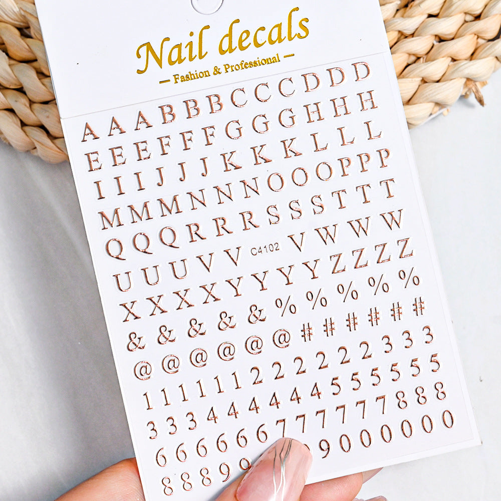 Solid Color Simple Letters Numbers Mix Nail Stickers