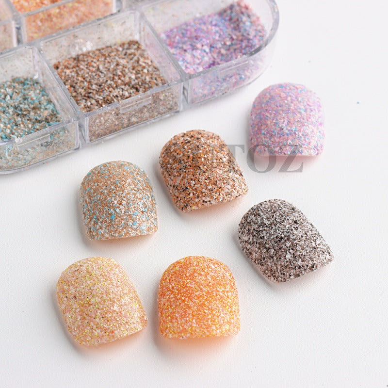 Shimmering Powder Exposed Vintage Knitted Plaid Nail Care Nail Art