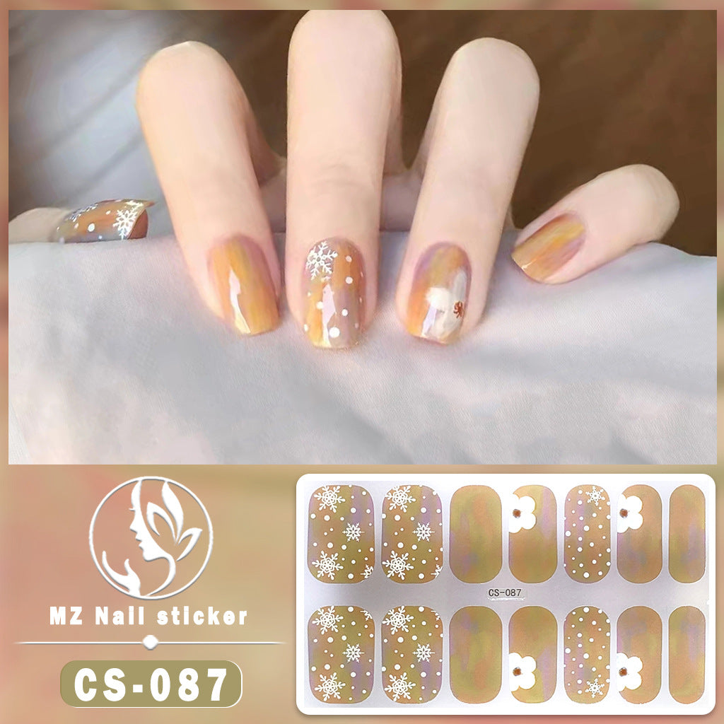 Autocollants pour ongles en gel imperméables avec motif floral à carreaux