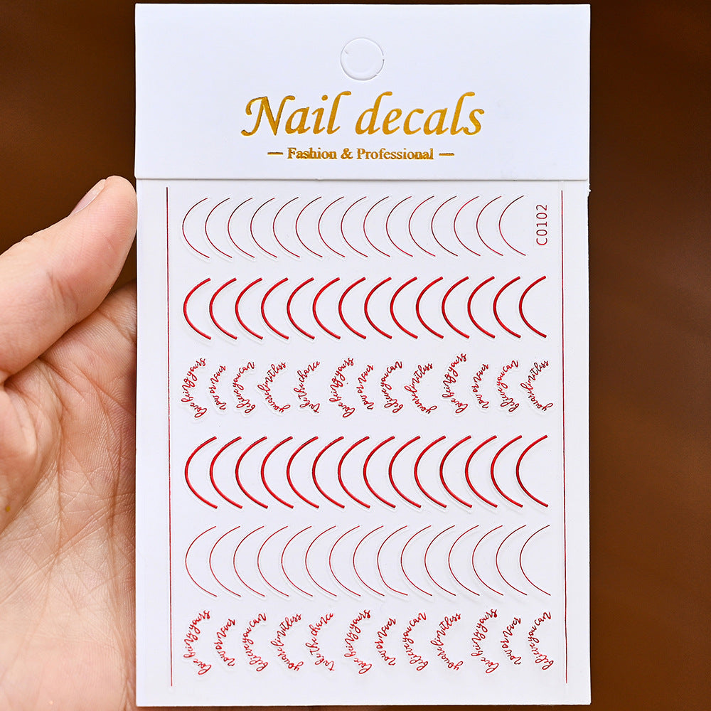 Lines Gold Sier Color Simple Style Adhesive Nail Stickers