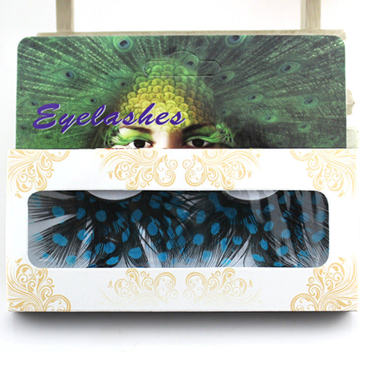 Creative Eyelashes Blue Feather Color Performance False Lashes