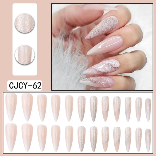 Long Pointed Blooming Glitter Powder Wear Nail Art