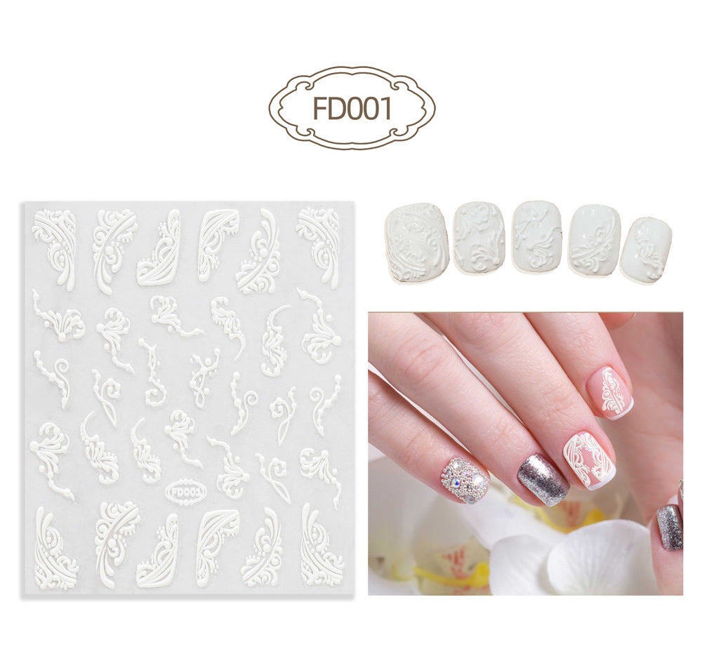 Three-dimensional Relief Cute Cartoon White Cloud Nail Stickers