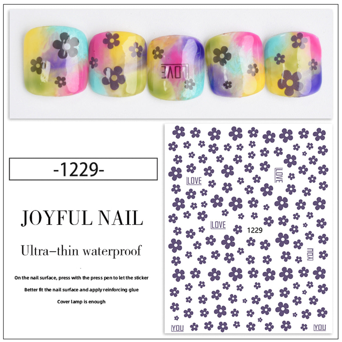 Summer Flower Fresh Comes With Adhesive Nail Stickers