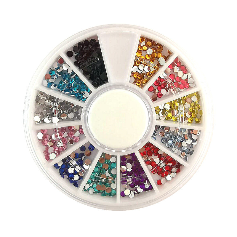 Ornement en forme de petit diamant rond coloré pour soins des ongles