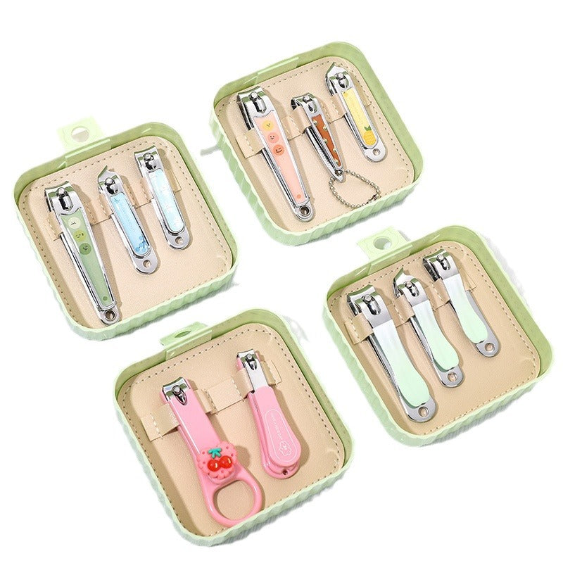 Ensemble de trois outils pour ongles de grande et petite taille avec coupe-ongles de couleur