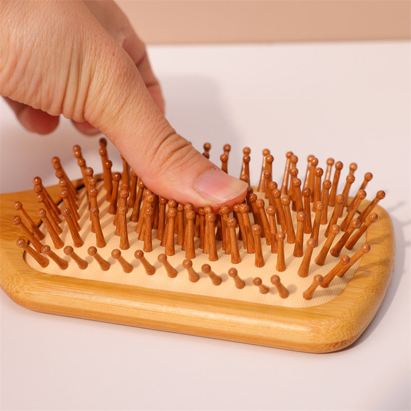 Brosses et peignes à cheveux bouclés en bois de bambou à coussin d'air