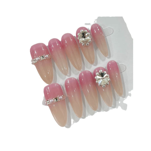 Desire Manucure Faite Main Couleur Pêche Gelée Nail Art Blanc