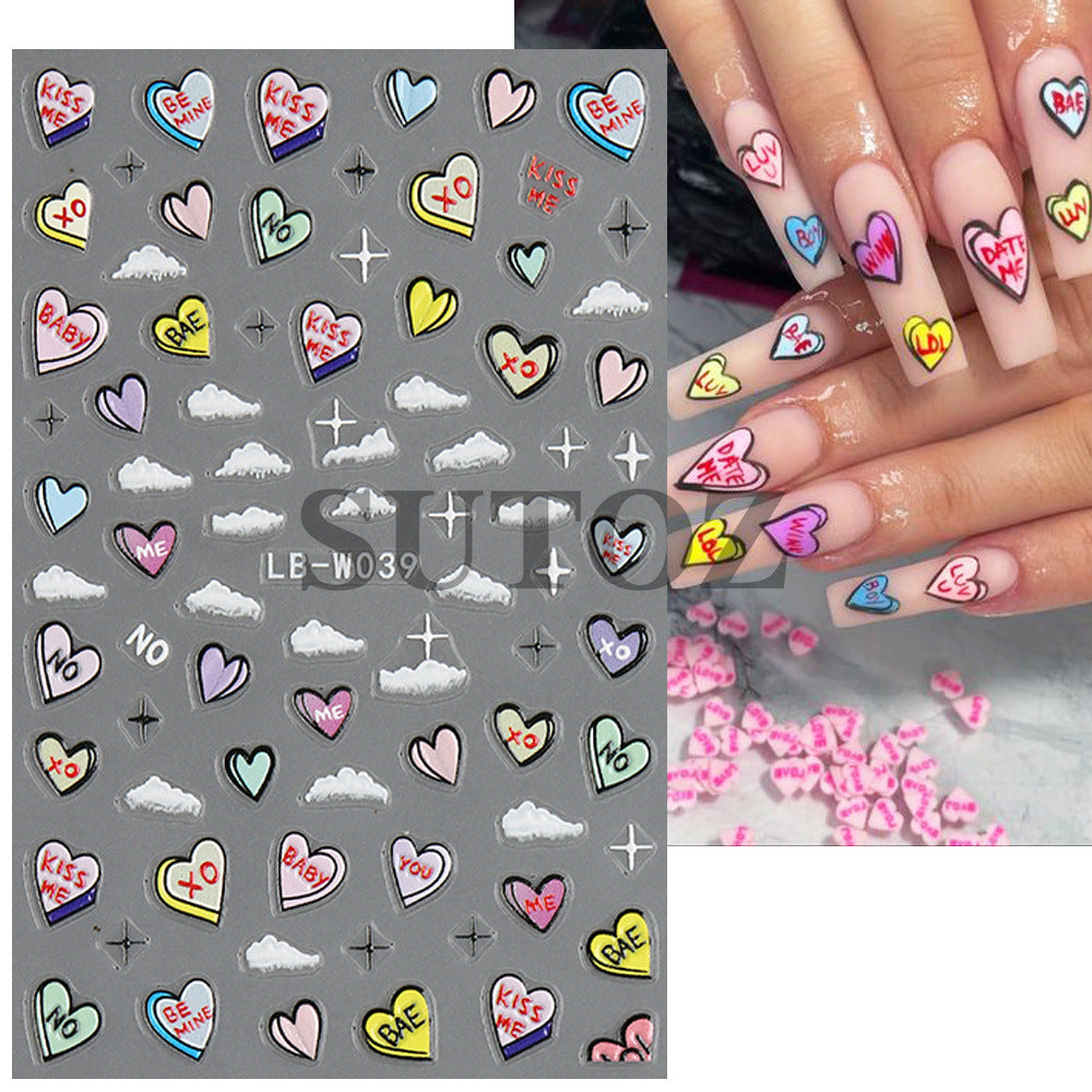 Day French Pure Desire Bow Love Nail Stickers