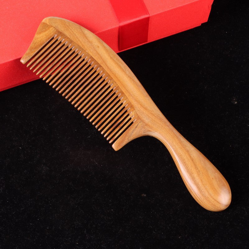 Brosses et peignes à cheveux ronds en bois de type grand naturel avec manche et dents fines