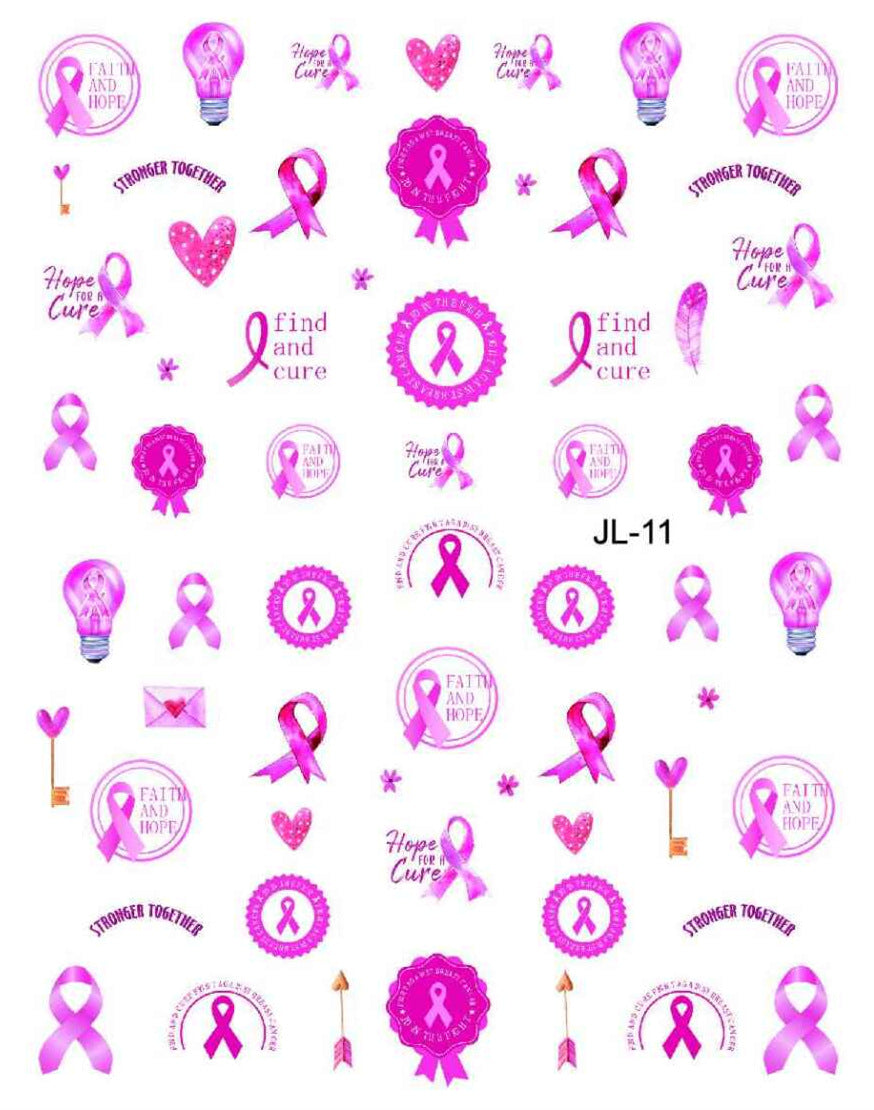 Pink Ribbon Paper Breast Theme Promotion Nail Stickers