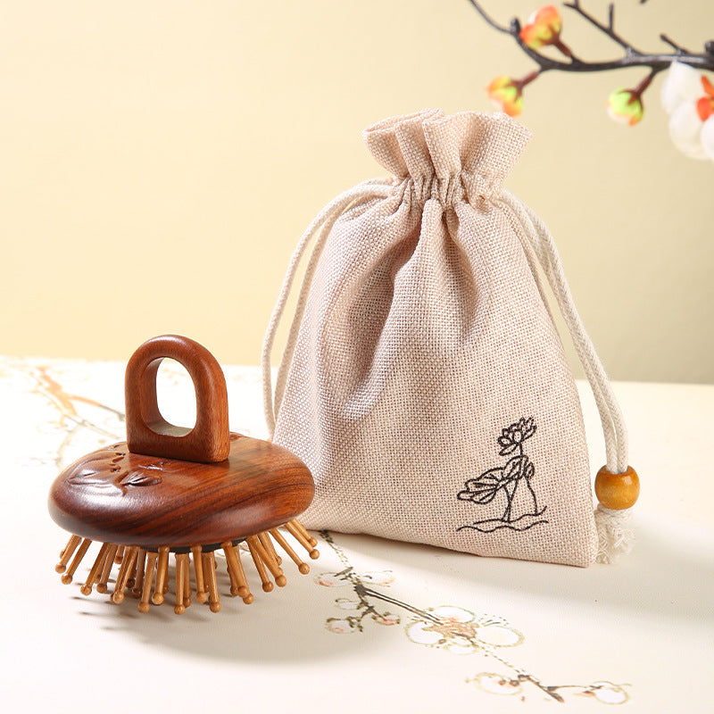 Brosses et peignes à cheveux avec coussin d'air en ébène naturel