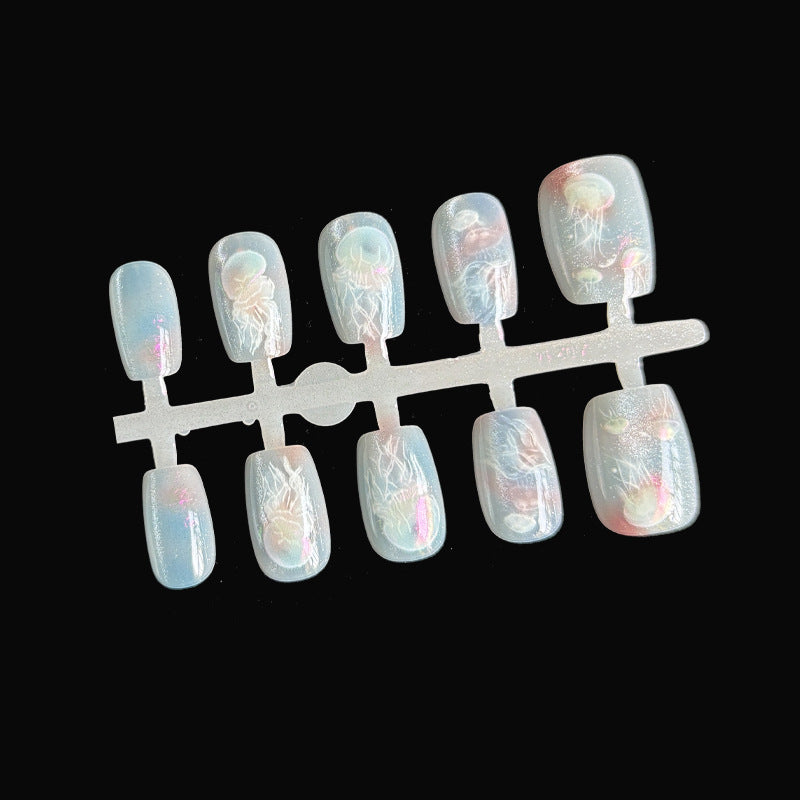 Aurora Jellyfish Cat Wear Handmade Prefabricated Film Full Size Nail Art