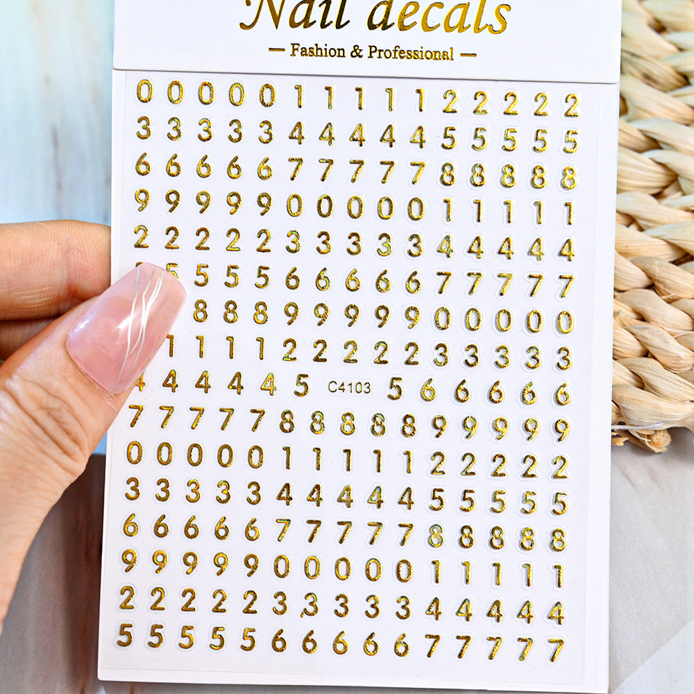 Solid Color Simple Letters Numbers Mix Nail Stickers