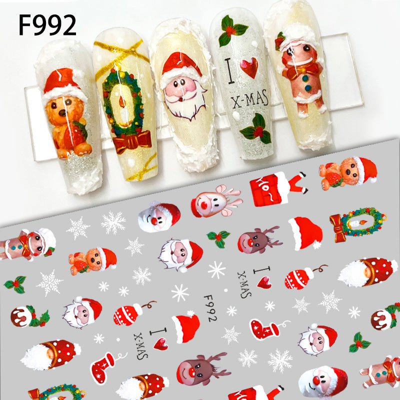 Theme Elk Snowflake Cute Cartoon Beauty Nail Stickers