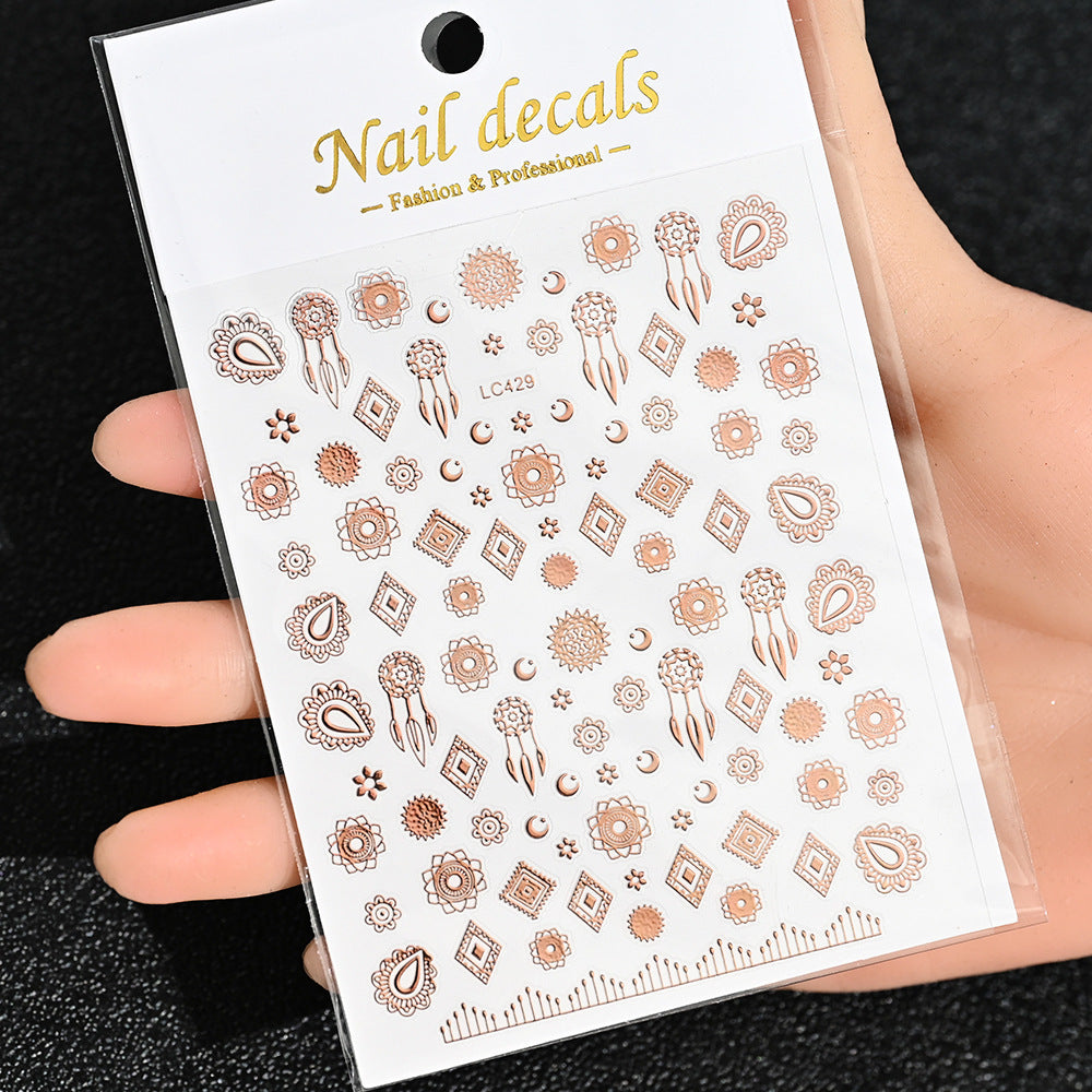 Cardboard Style Beautiful Laser Sier Heart-shaped Nail Stickers