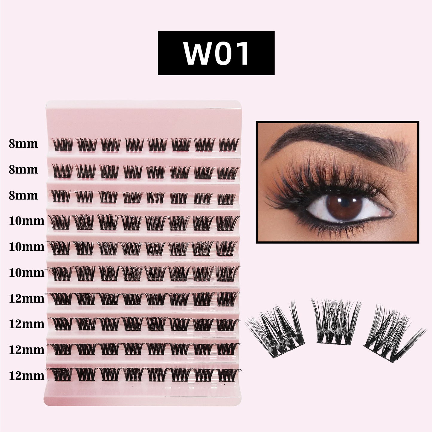 Tray Thick Curl Single Cluster Segmented False Lashes