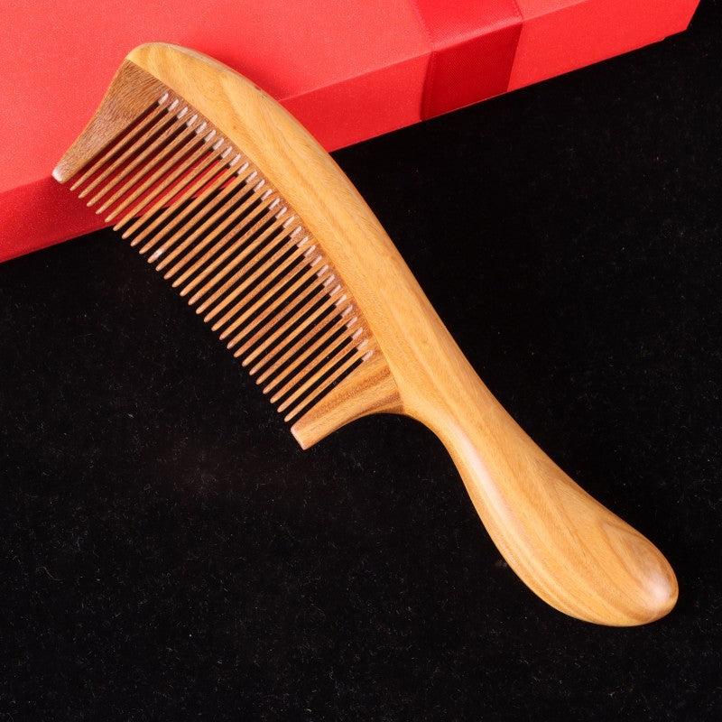 Brosses et peignes à cheveux ronds en bois de type grand naturel avec manche et dents fines