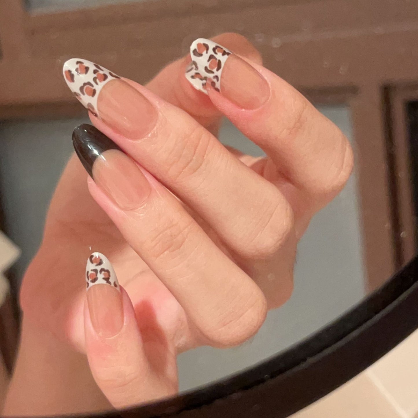 Hot Handmade Piece Removable French Leopard Nail Stickers