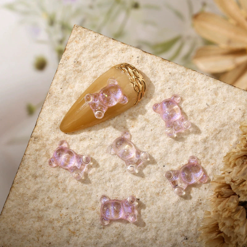 Fresh Sweet Resin Cartoon Bear Handmade Nail Care Nail Art