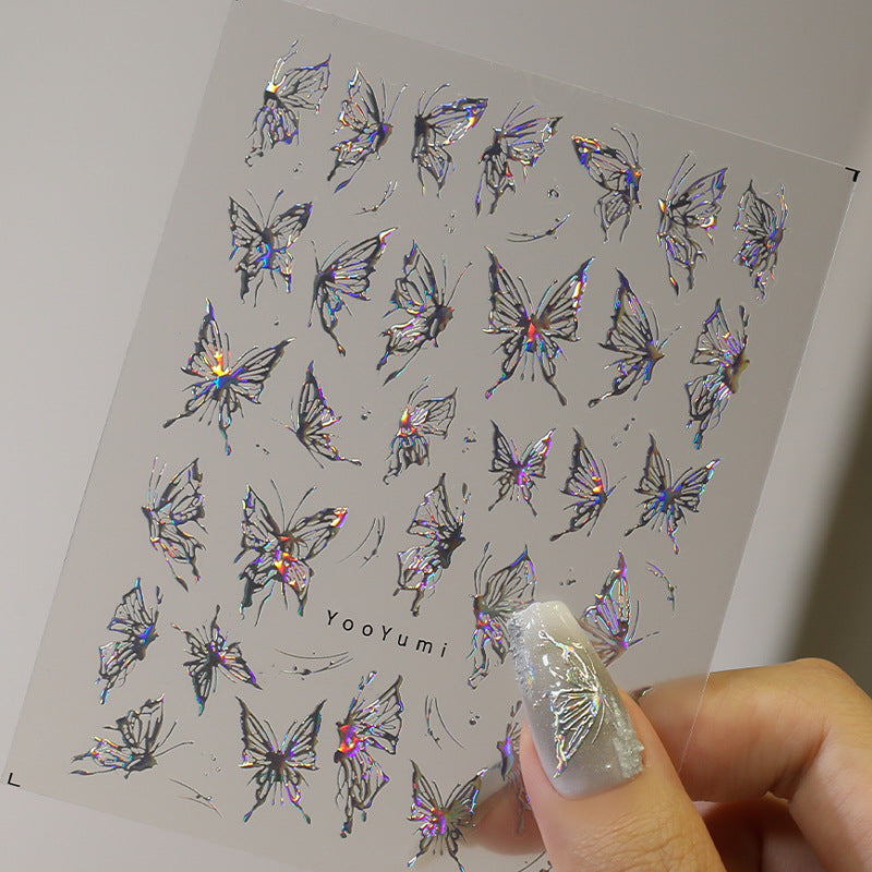 Liquid Butterfly Embossed Hollow Lines Fairy Nail Stickers