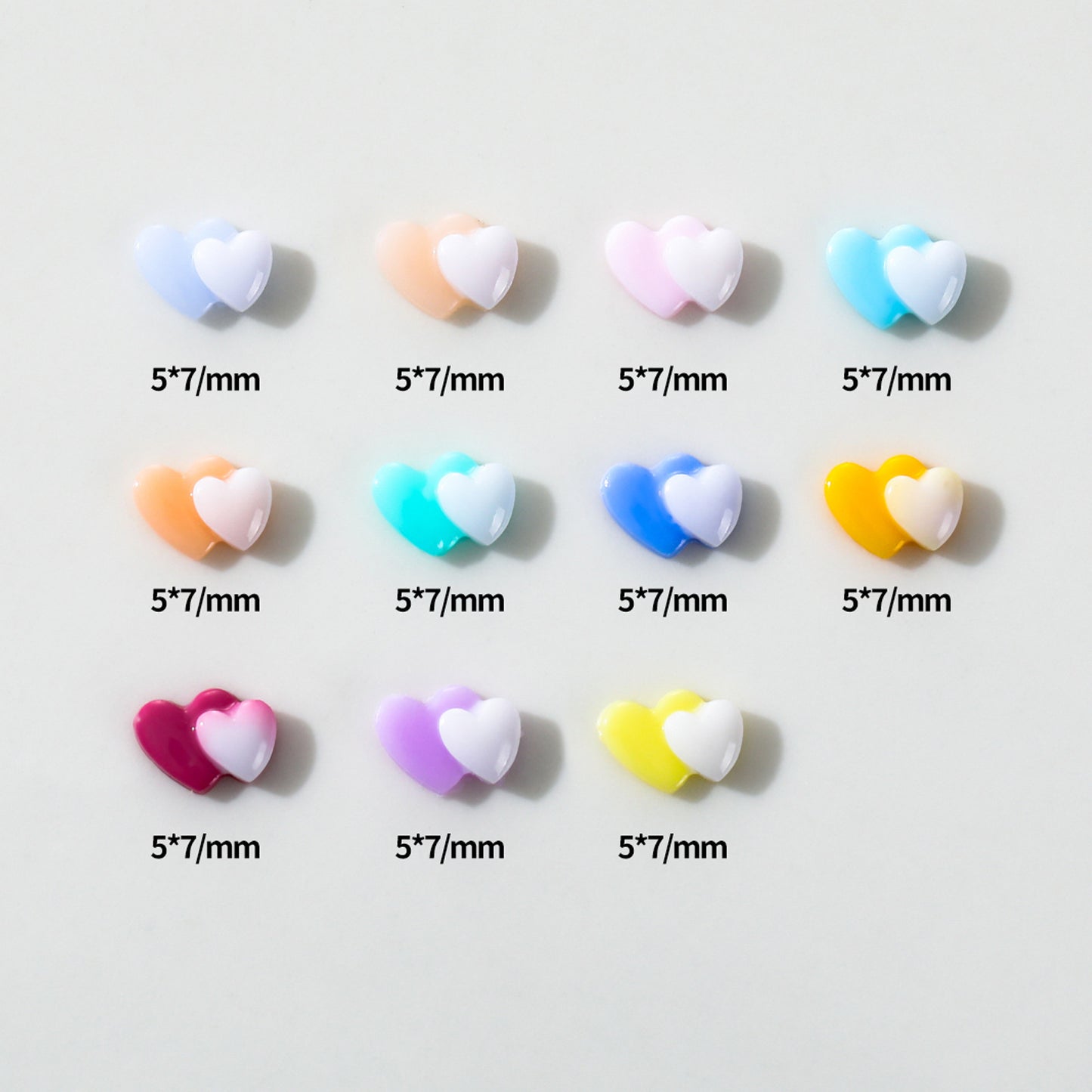 Love Heart Ornament Dopamine Double Color Nail Care Nail Art