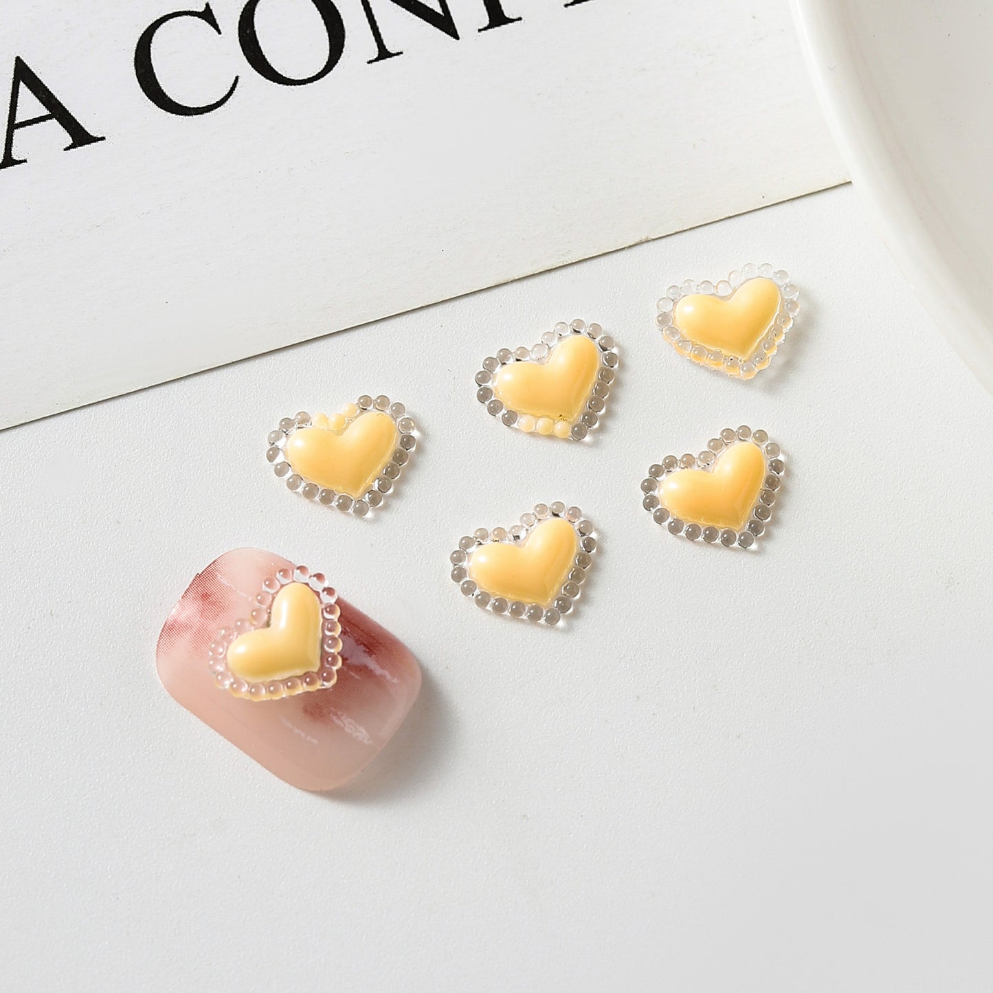 Love Heart Ornament Dopamine Peach Color Nail Care Nail Art