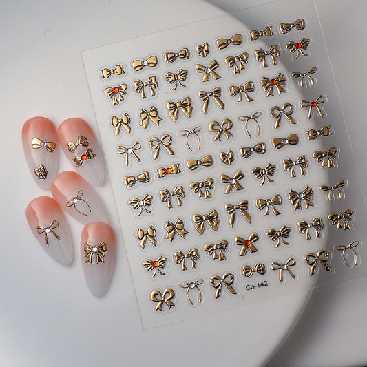 Craft Bright Crystal Bronzing Personalized Bow Orange Nail Stickers