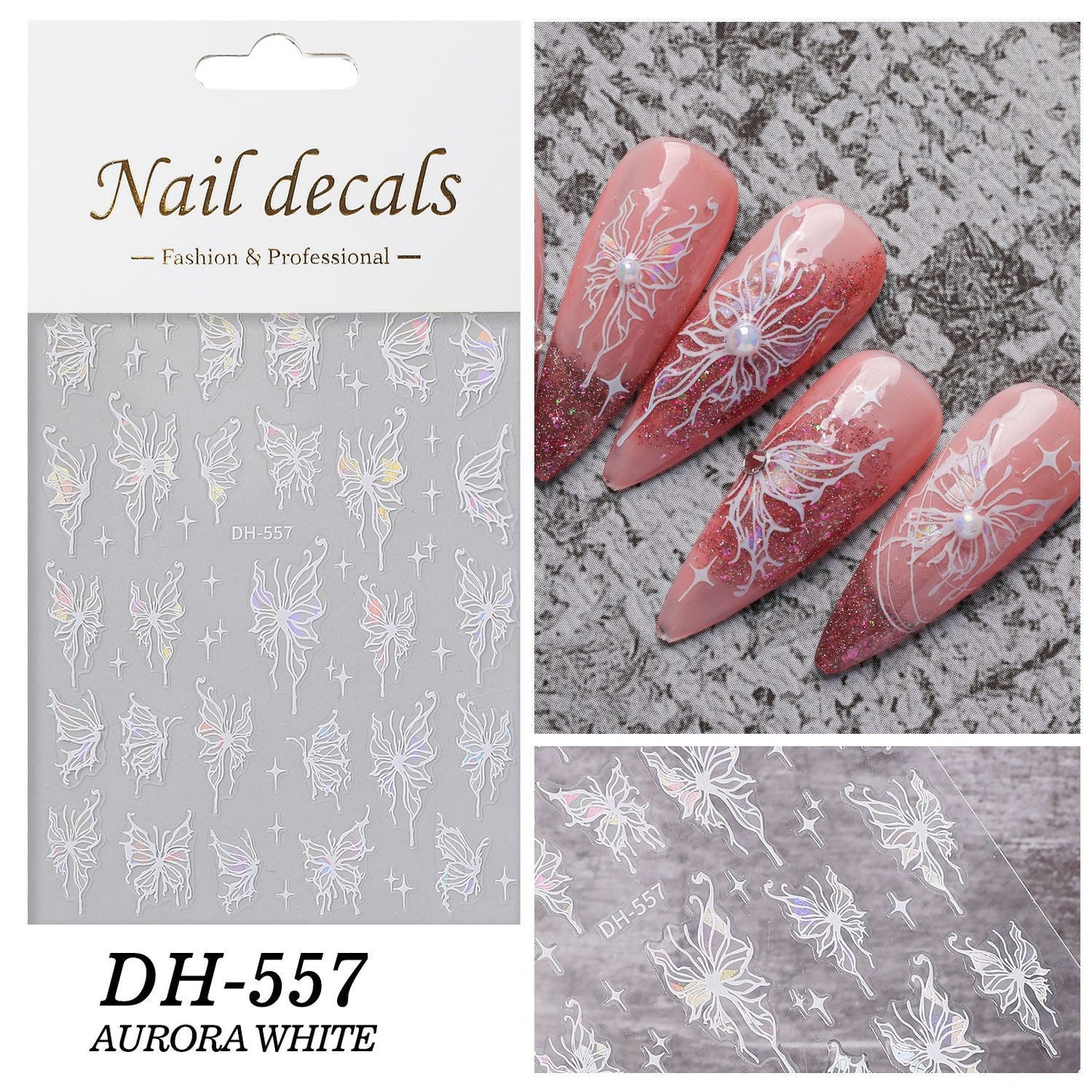 Liquid Butterfly Embossed Hollow Lines Fairy Nail Stickers