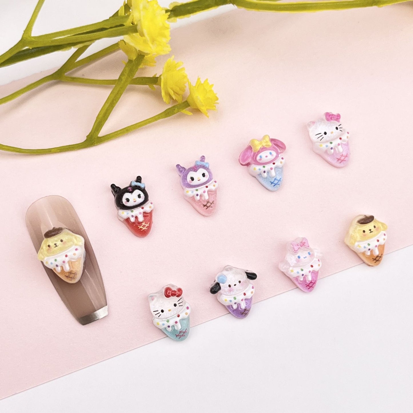 Ice Cream Cartoon Ornament Cute Cat Nail Care Nail Art