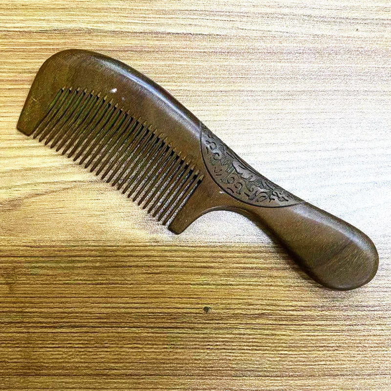 Brosses à cheveux et peignes à manche en bois doré de petite taille en bois de santal vert