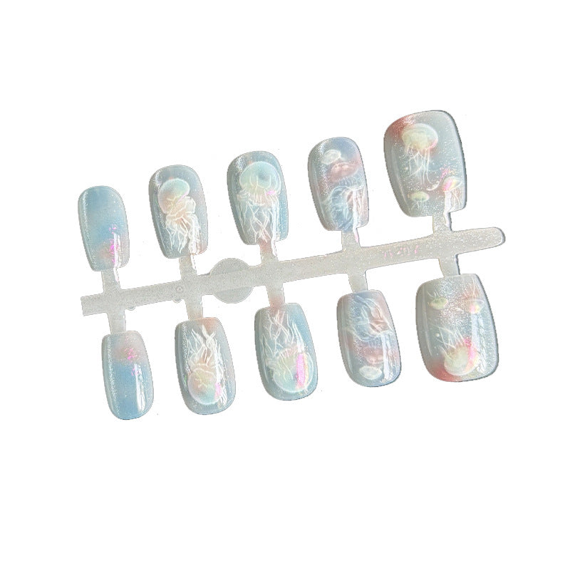 Aurora Jellyfish Cat Wear Handmade Prefabricated Film Full Size Nail Art