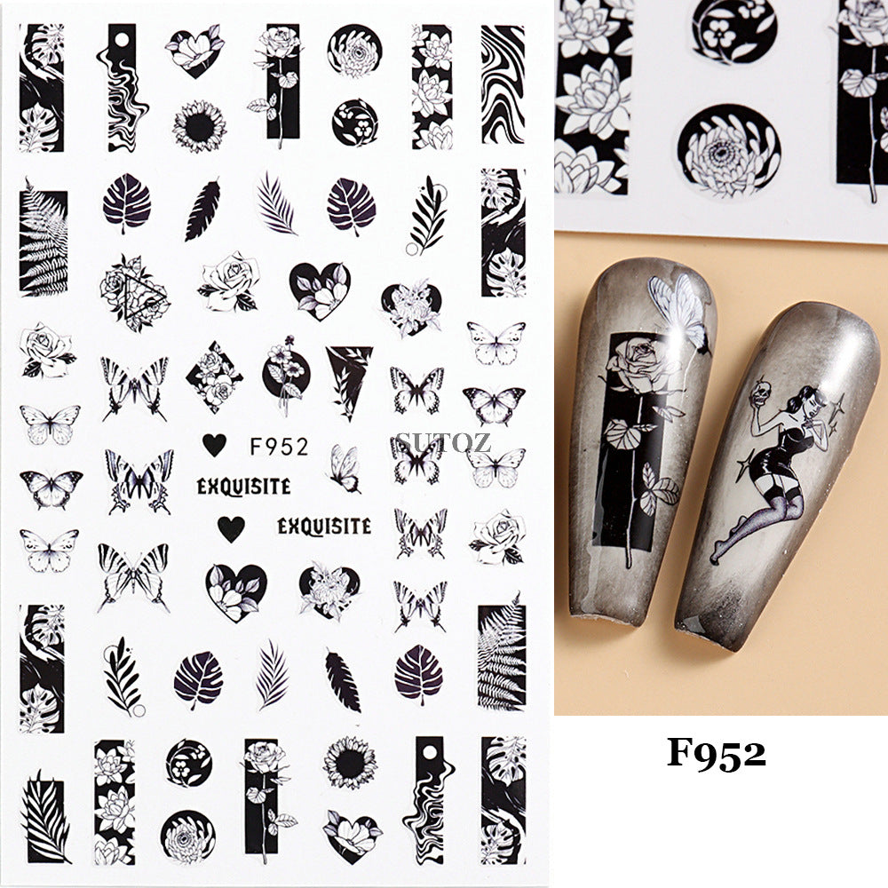 Dark Vampire Skull Funny Back Glue Nail Stickers