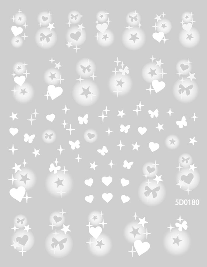 Hollow Butterfly Love Star White Nude Nail Stickers