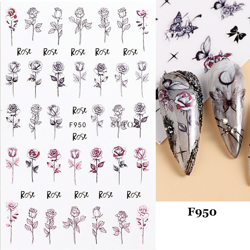 Dark Vampire Skull Funny Back Glue Nail Stickers