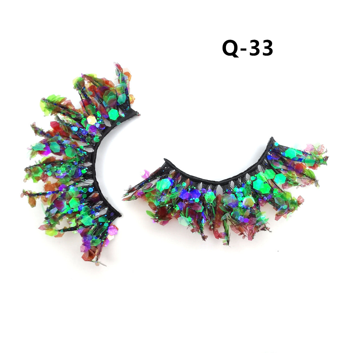 Fluorescent Luminous Sequins Eyelashes Color Thick False Lashes