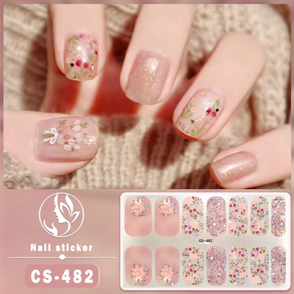 Autocollants pour ongles en gel imperméables avec motif de fleurs de vent