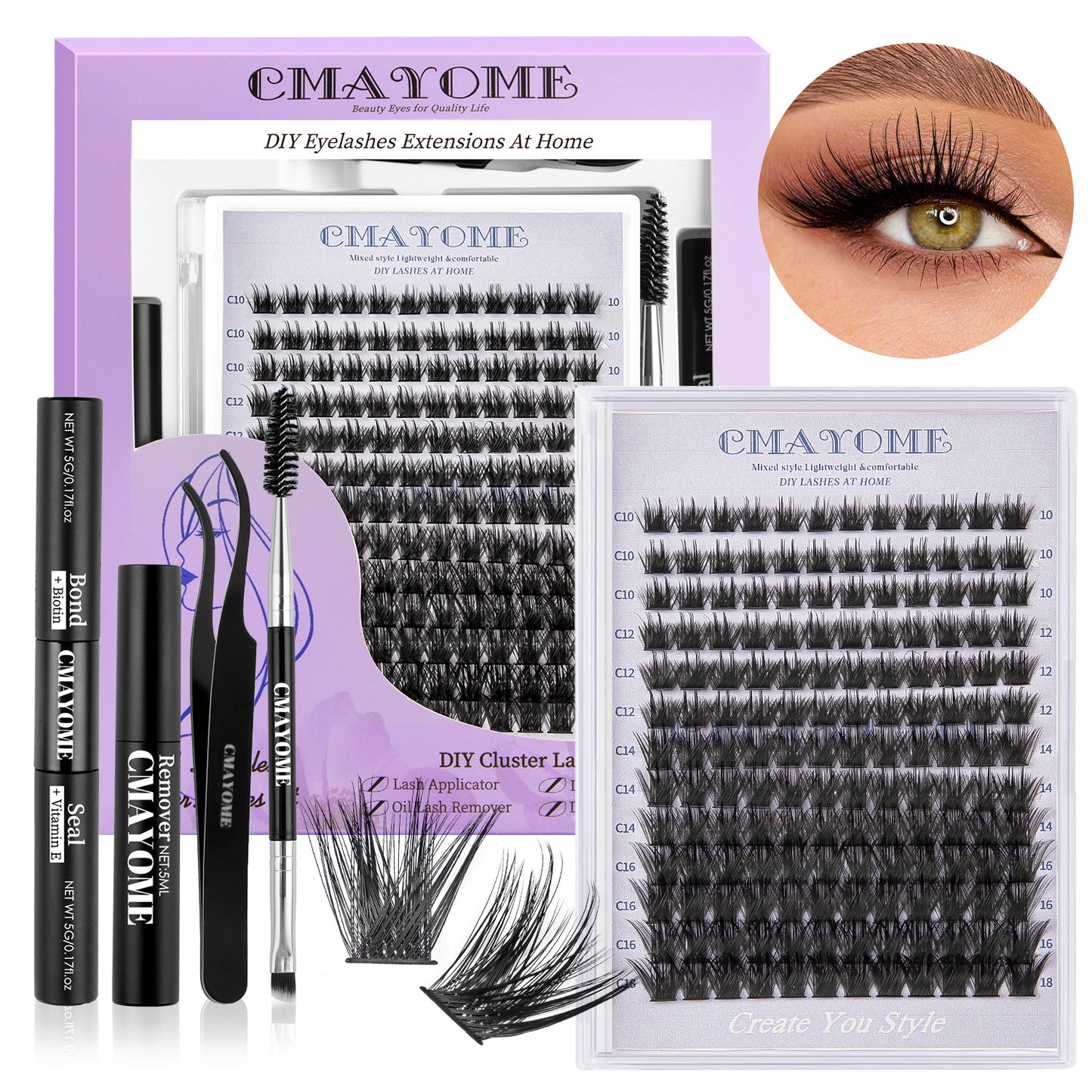 Segmented Eyelashes Box Double-headed Glue Large False Lashes