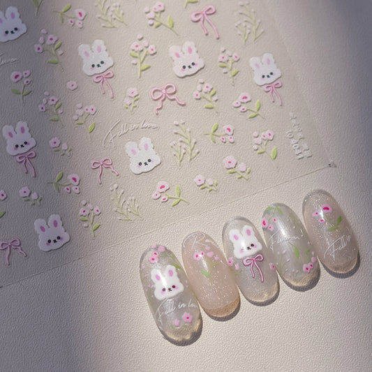 Elegant Thin Tough Cute Rabbit Garden Nail Stickers