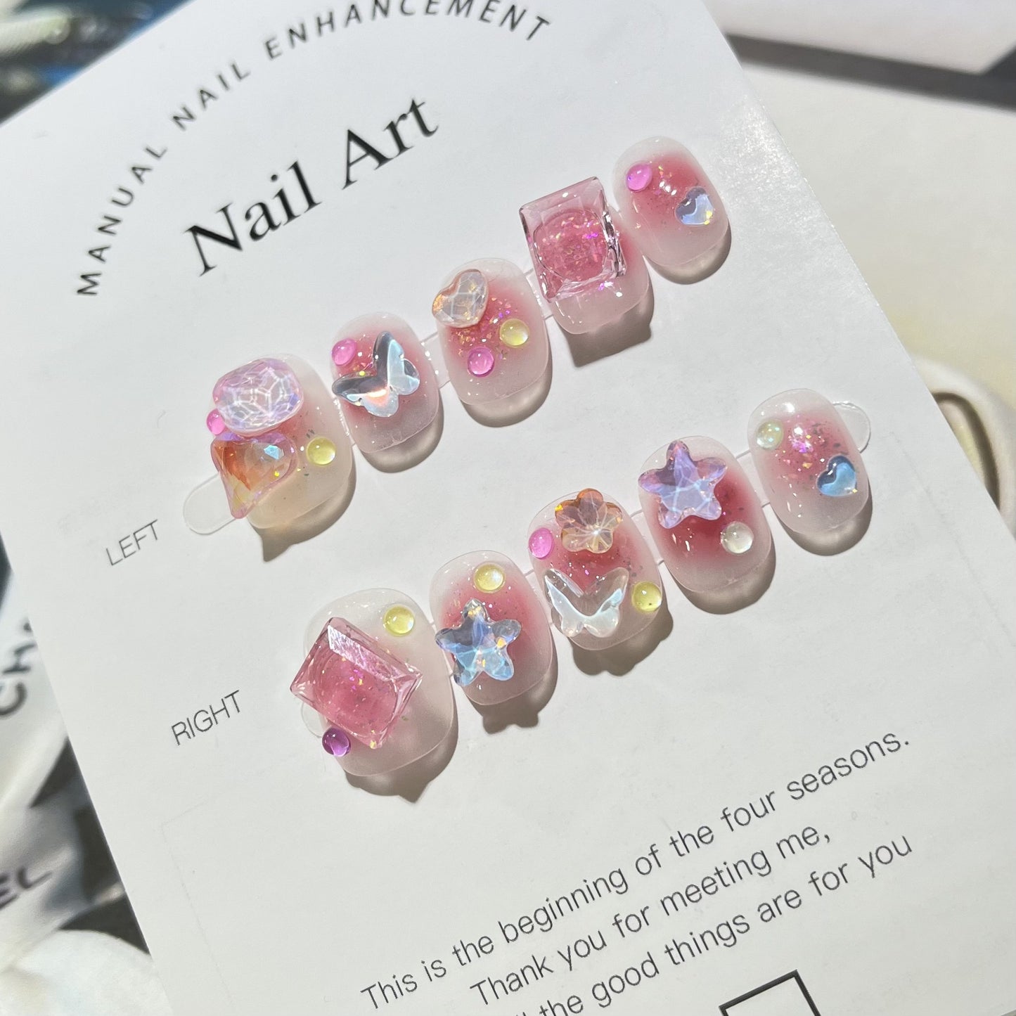 Armor Ice Transparent Blush Gradient Short Cartoon Nail Art