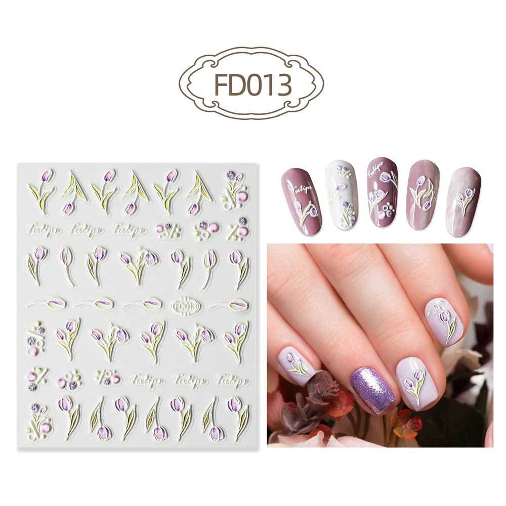 Three-dimensional Relief Cute Cartoon White Cloud Nail Stickers