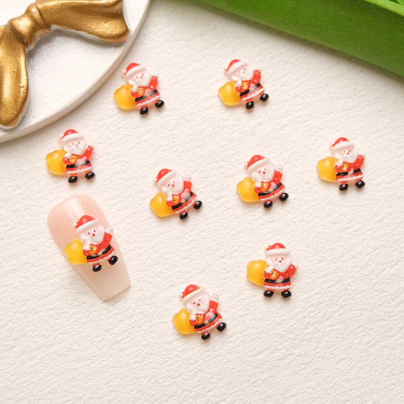 Ornement de dessin animé 3D mignon élan arbre Père Noël soin des ongles Nail Art