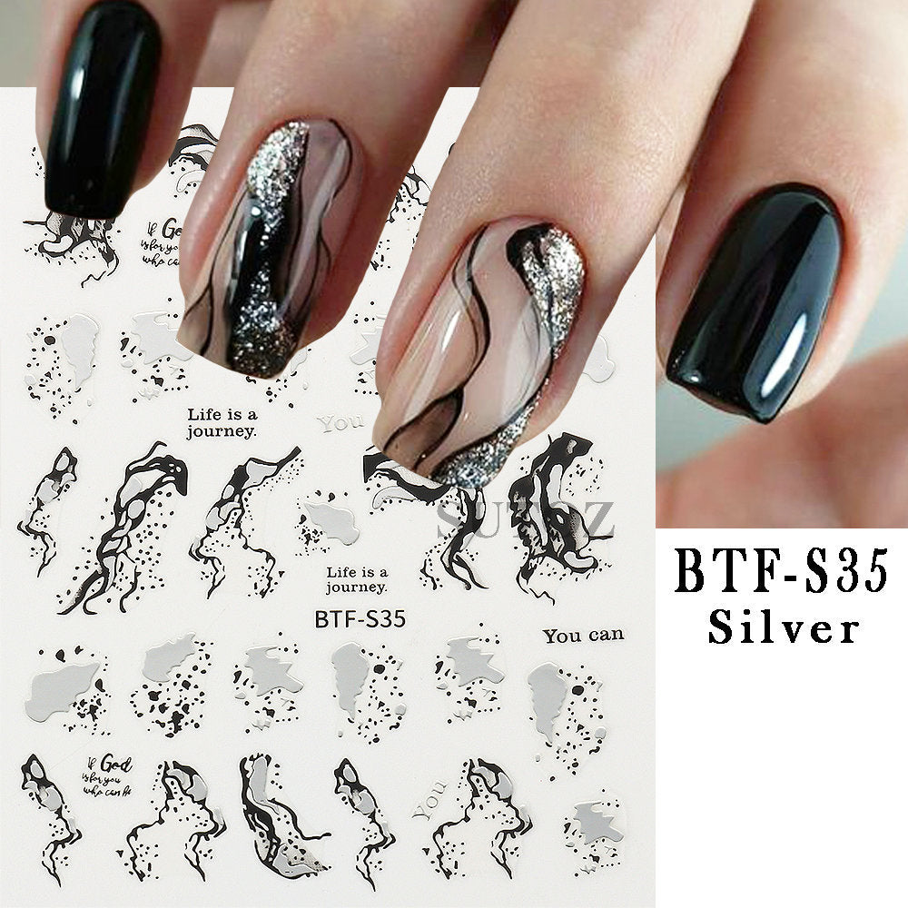 Irregular Lines Hand Painted Flat Back Nail Stickers