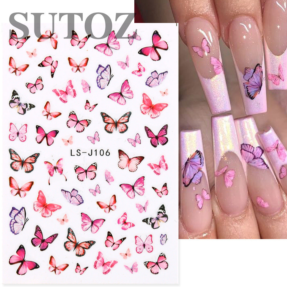 Style Colorful Elegant Butterfly White Cloud Nail Stickers