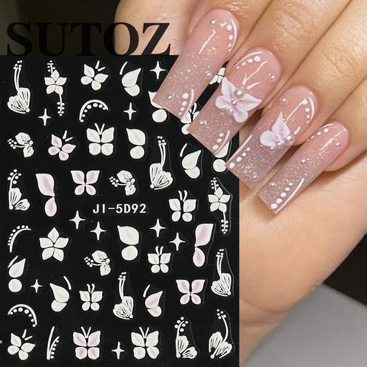 Relief Winter Sweet Fresh Peach Blossom Nail Stickers