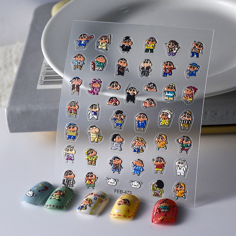 Monster Relief Three-dimensional Cartoon Q Version Nail Stickers